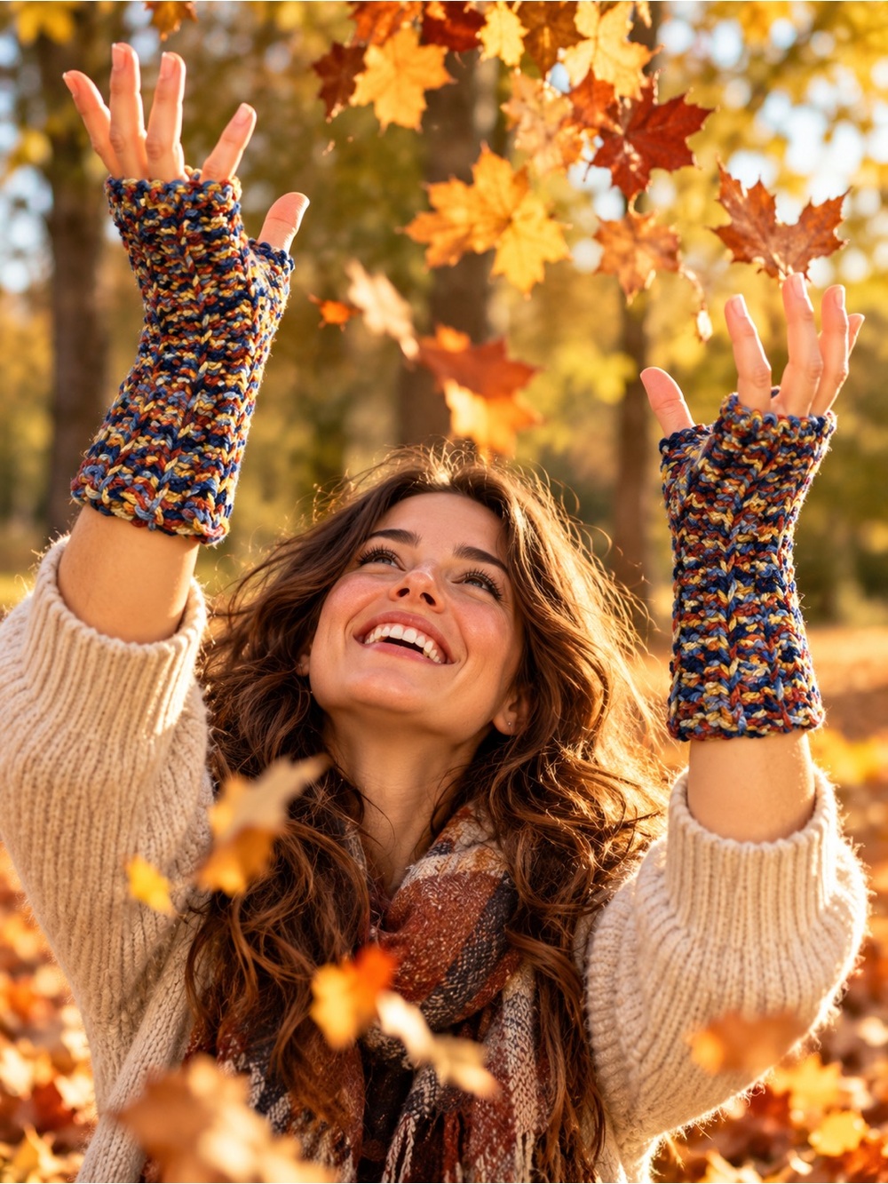 Handmade Multicolor Crochet Fingerless Gloves | Fall Wrist Warmers